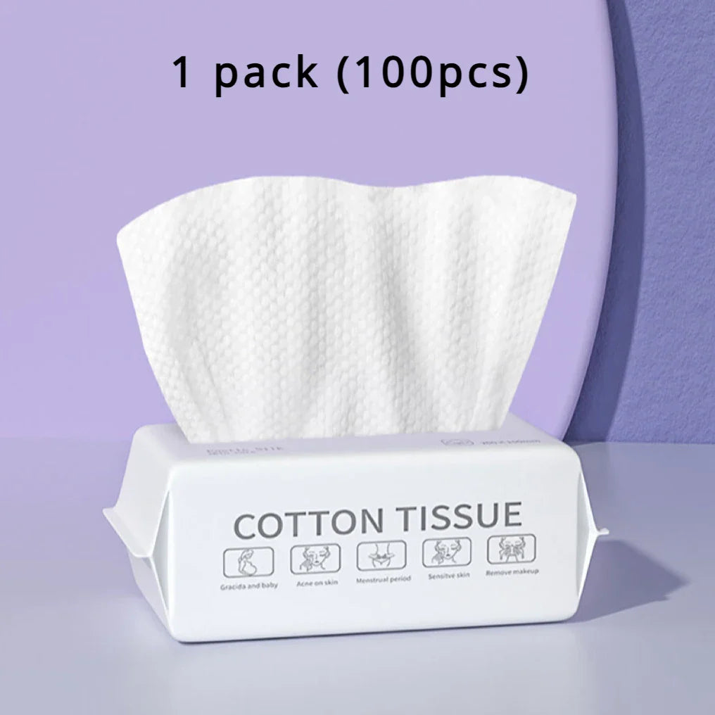 Disposable Soft Cotton Face Towels – 50/100Pcs Hygienic Dry Wipes for Bathroom, Makeup Removal, Washing & Daily Skincare Use