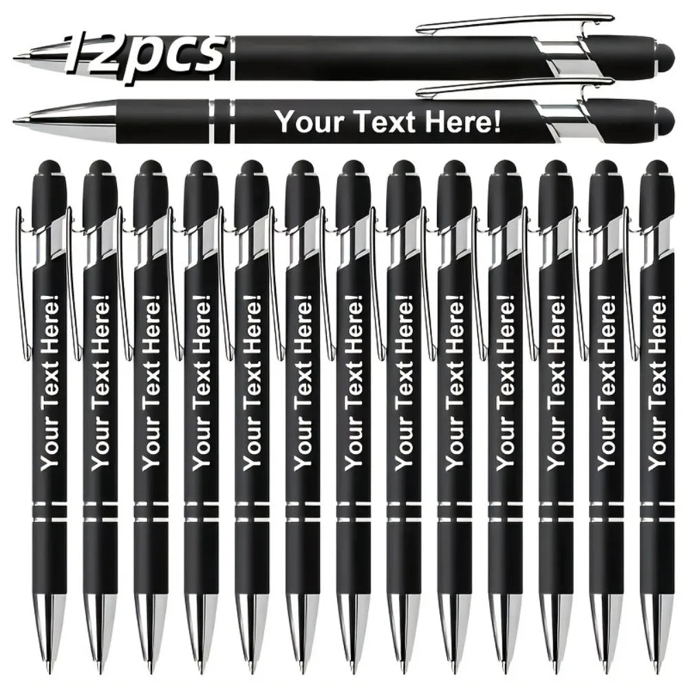 Engraved Metal Ballpoint Pens - 12-Pack Personalized Business, Anniversary & Graduation Gift Pens