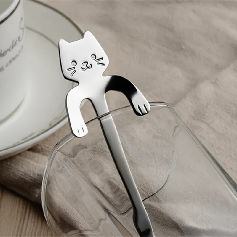 Stainless Steel Coffee Spoon – Cute Cat Shape Teaspoon for Dessert, Snack, Ice Cream, Mini Spoons, Tableware Kitchen Tools