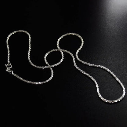 Authentic S925 Sterling Silver Necklace – 2mm Sparkling Collarbone Sweater Chain, Elegant Jewelry Gift for Women