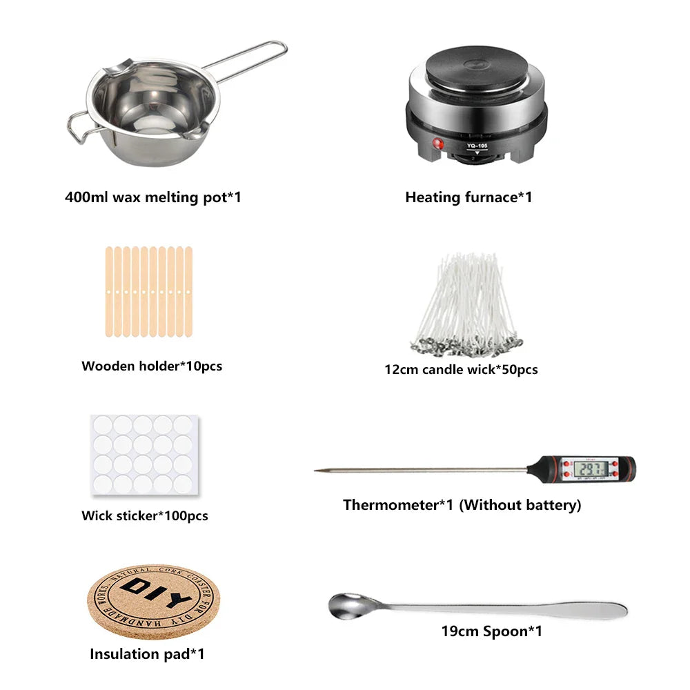 Candle Making Kit – Pouring Pot, DIY Supplies & Tools for Handmade Wax Candles, Includes Wax Melting Hot Plate