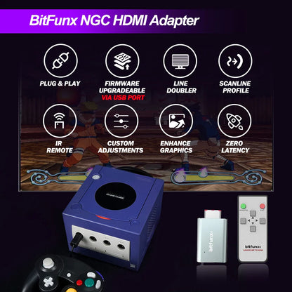 Bitfunx GC Video HDMI Adapter – Digital AV to HDMI Converter for Nintendo GameCube NGC DOL-001 Console