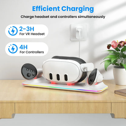 Charging Dock for Meta Quest 3 – Magnetic Charging Station for VR Headset & Controllers, Includes 2 Rechargeable Batteries