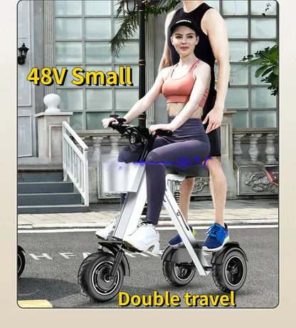 48V Folding Electric Trike – Lightweight Portable 3-Wheeled Mini Electric Scooter