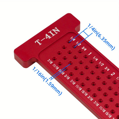 Woodworking Scribe T-Square Ruler – Metric/Inch Aluminum Line Drawing Gauge, Right Angle Protractor for Carpenter Layout