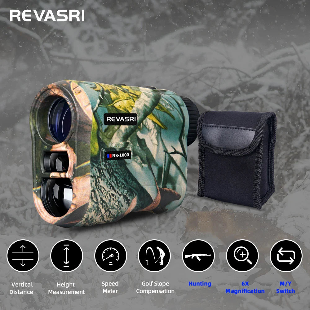 REVASRI Golf Laser Rangefinder – 600M Telescope with Flag-Lock, Slope Pin Distance Meter, 1000M Camouflage Hunting Monocular