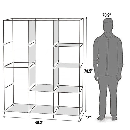 71" Portable Closet Wardrobe – Gray Clothes Rack with Shelf, Storage Organizer