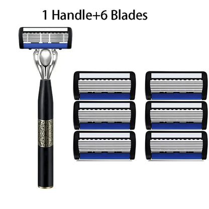 Men’s 7-Layer Stainless Steel Safety Razor – Washable Manual Shaver with Beard Guard & Metal Razor Holder