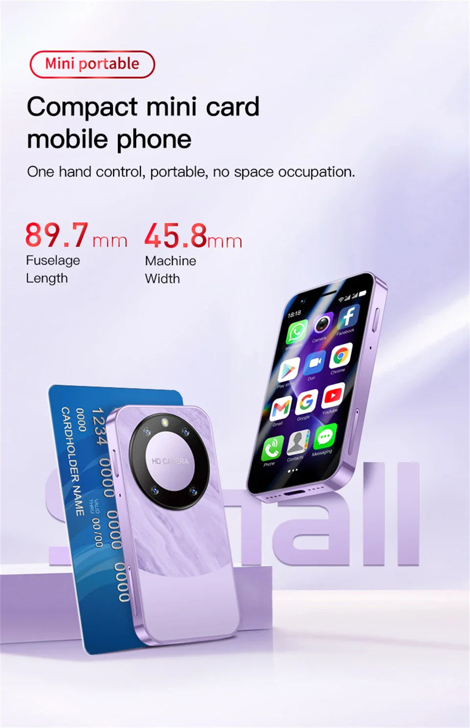 SOYES F8 Pro Max Mini Android Phone — 3.0" Display, 1GB RAM, 16GB ROM, Dual SIM, 3G, Play Store Compatible Small Smartphone