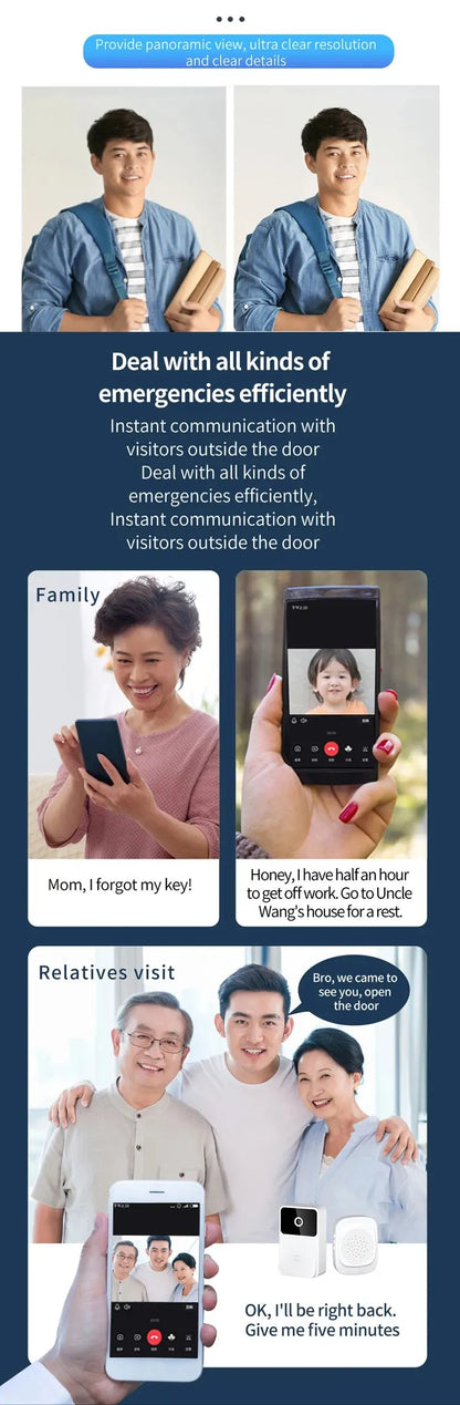 WiFi Video Doorbell Camera – Wireless HD Security, Night Vision, Two-Way Intercom, Voice Changer for Smart Home