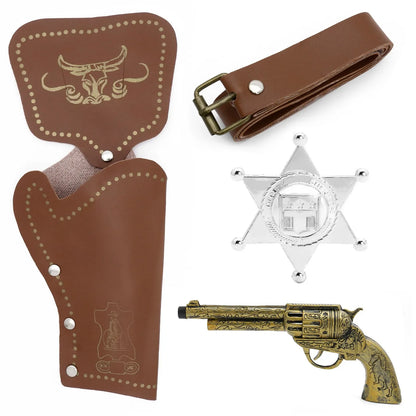 Medieval Cowboy Costume Set - Cowboy Hat, Holster & Toy Gun Belt Accessories