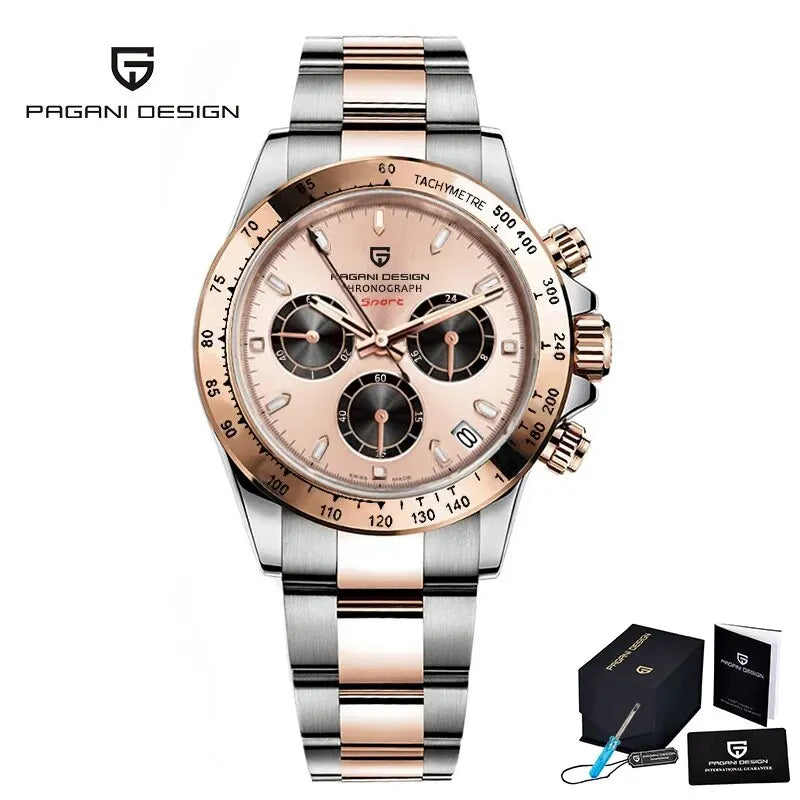 PAGANI DESIGN 2024 Quartz Men's Luxury Business Watch – Chronograph VK63 Waterproof