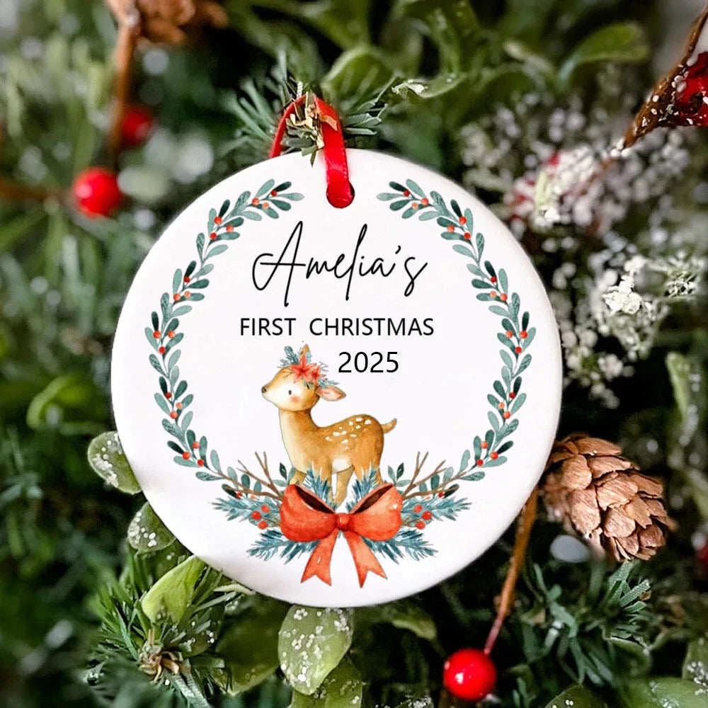 Personalized Baby First Christmas Ornament – Custom Ceramic Keepsake Photo Prop Gift for Infants