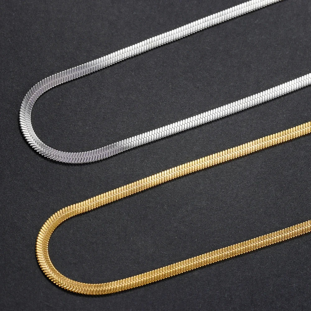 925 Sterling Silver & Gold Snake Chain Necklace – Herringbone Choker for Women & Men, 2024 Trendy Jewelry Gift
