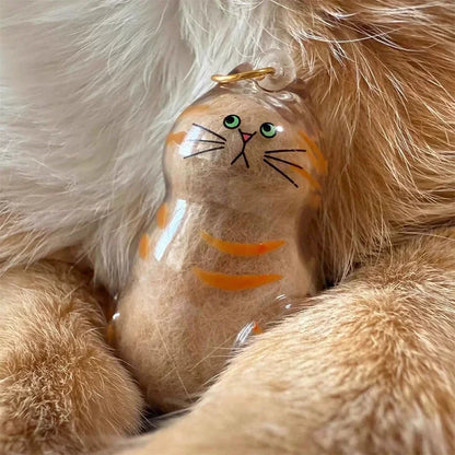 Ginger Cat Keychain Pendant – Siamese Calico Backpack Charm, Hair Storage Box Hanging Pet Grooming Travel Accessory