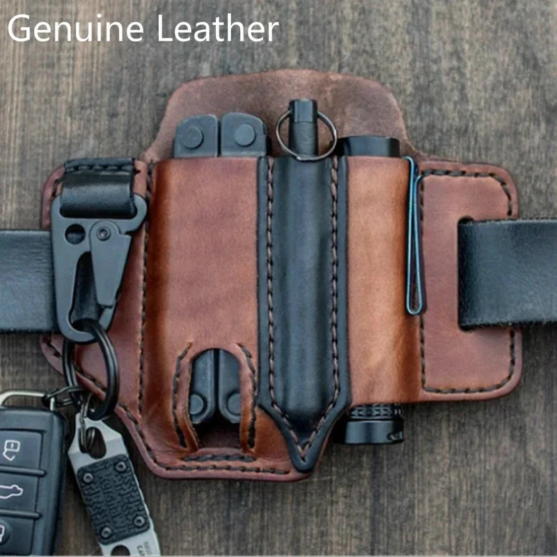 Leather Multitool Sheath - EDC Pocket Organizer Pouch for Leatherman Tools Camping Gear