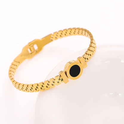 Titanium Steel Stainless Steel Zircon Inlaid Gold Plated Bracelet – Classic & Simple Style for Women's Daily Wear