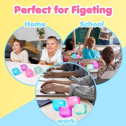 High-Density Gel Ice Cube Stress Ball – Square Squishy Sensory Toy for Anxiety Relief & Decompression Squeeze Toy