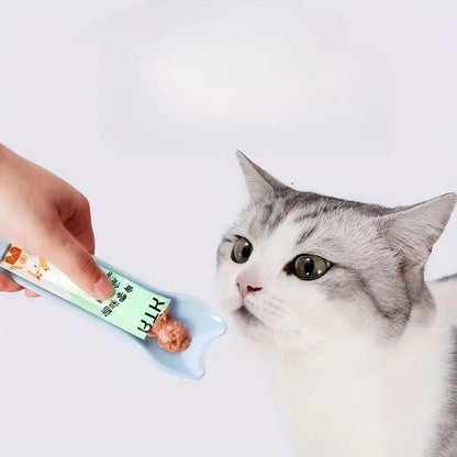 Cat Treat Squeeze Spoon - Lickable Wet Food Feeder Tool for Cats & Pet Feeding Supplies