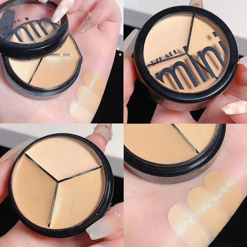 3-Color Concealer Cream Palette – Full Coverage for Acne, Dark Circles & Contour with Brush, Moisturizing Makeup