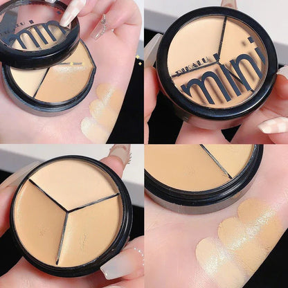 3-Color Concealer Cream Palette – Full Coverage for Acne, Dark Circles & Contour with Brush, Moisturizing Makeup