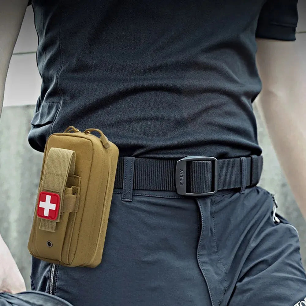 Outdoor Tactical First Aid Kit - Medical EDC Pouch with Tourniquet, Scissors & Survival Essentials - Military-Grade Waist Bag for Emergency Preparedness