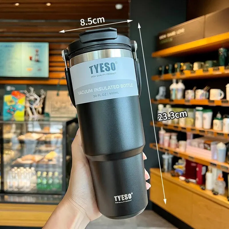 Tyeso Double-Layer Insulated Coffee Cup – Portable Stainless Steel Ice Cream Cup with Cold Insulation & Large Capacity