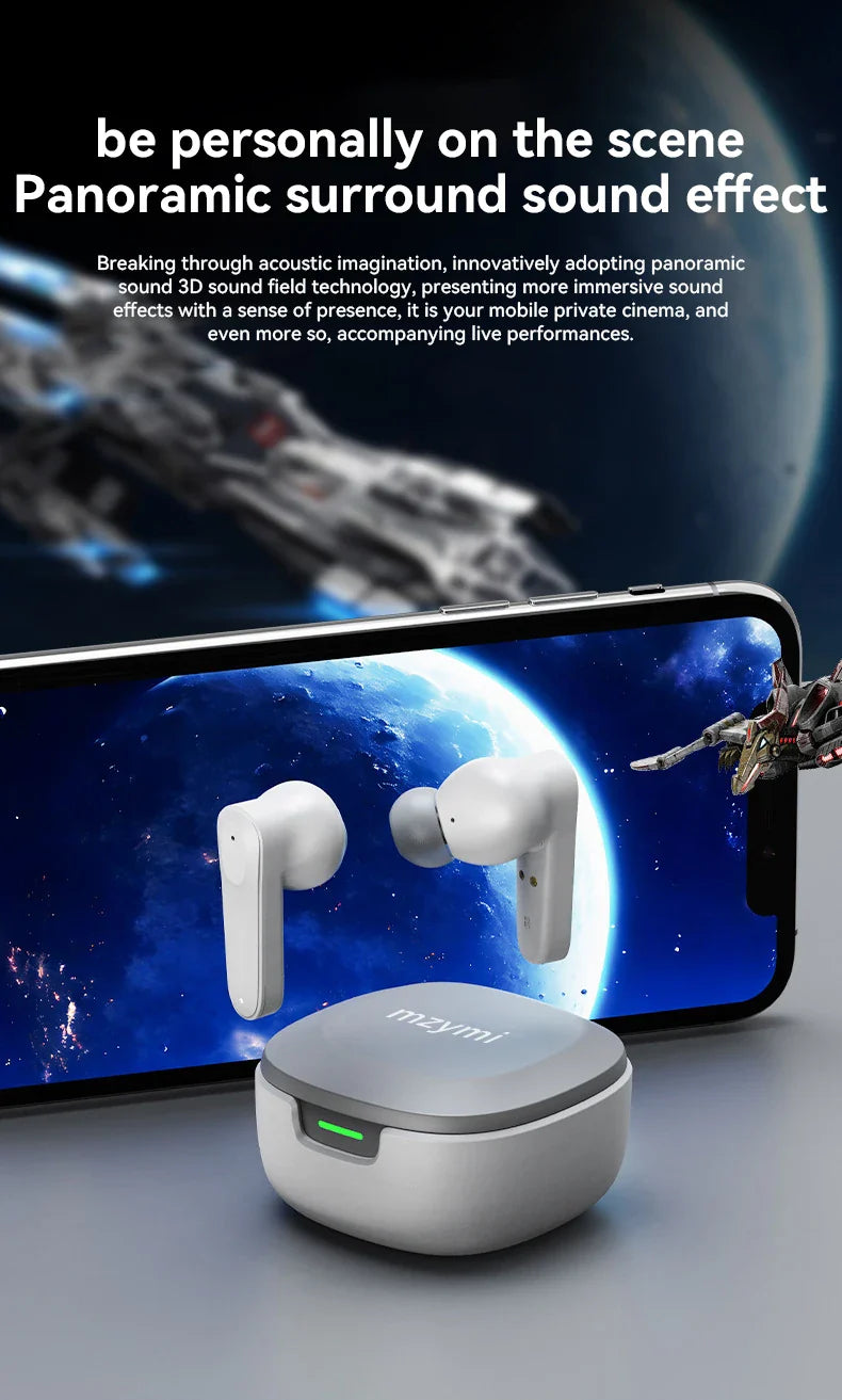 mzymi A98 TWS True Wireless Earbuds | ENC Noise-Reducing Waterproof Sport Headphones