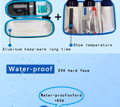 Medical Cooler Travel Pouch with 4 Ice Packs – EVA Insulin Pen Case & Drug Freezer Box for Diabetes Cooling Storage
