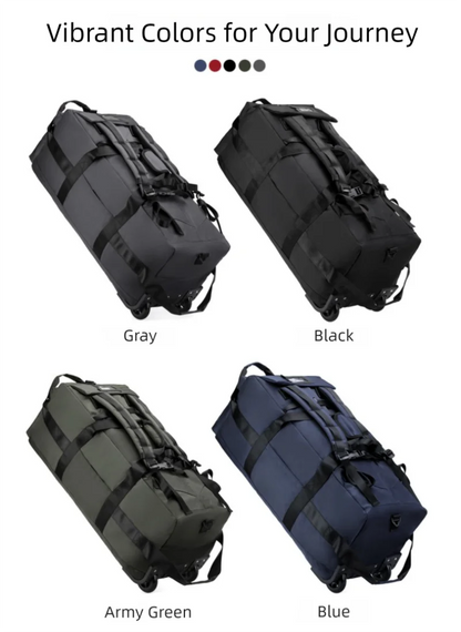 80L Rolling Duffle Bag with Wheels – 31" Heavy-Duty Foldable Travel Duffel, Water-Resistant Luggage with Shoulder Strap