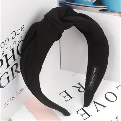 New Fashion Knotted Headbands for Women – Solid Color Cloth Hair Bands, Wide Soft Hair Hoop, Hair Accessories for Girls