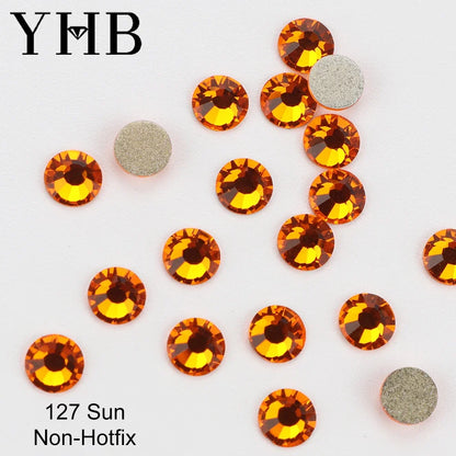 YHB Cold Fix Crystal Flatback Rhinestones - Silver Back Non Hotfix DIY Gems for Nail Art, Bags, Shoes, Garments & Phone Decoration