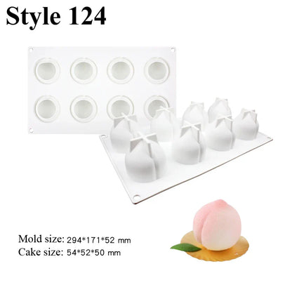 SHENHONG Silicone Fruit Mousse Cake Molds – Orange, Apple, Pear, Mango, Strawberry & Durian Dessert Decorating Tools