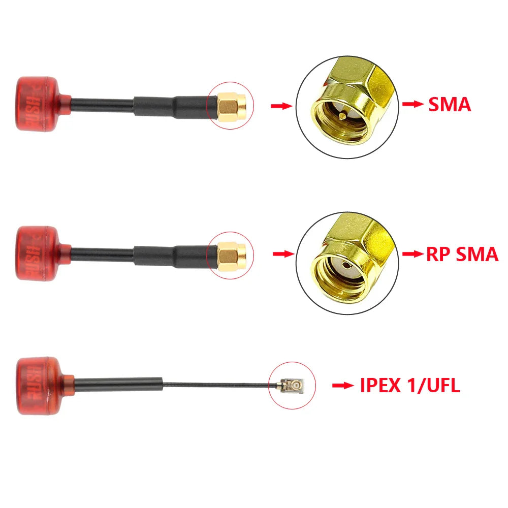 Rush Cherry FPV 5.8G Antenna – LHCP/RHCP SMA MMCX UFL IPEX Adapter for Racing Drone Goggles