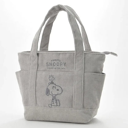 Disney Snoopy Corduroy Tote Bag – Cute Large Capacity Handbag with Zipper, Casual Shoulder Bag for Students
