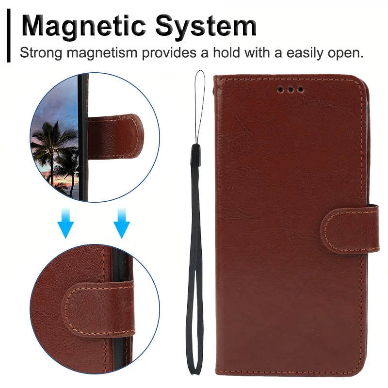 Samsung Galaxy A17–A07–A06–A05–A05S–A04E–A04–A04S–A16–A15–A25–A35–A55–A54–A34–A24–A02 Case - Flip Leather Wallet Cover with Card Slot