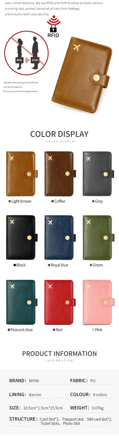 Minimalist RFID Passport Clip Multifunctional PU Leather Wallet – ID & Credit Card Holder Travel Accessory