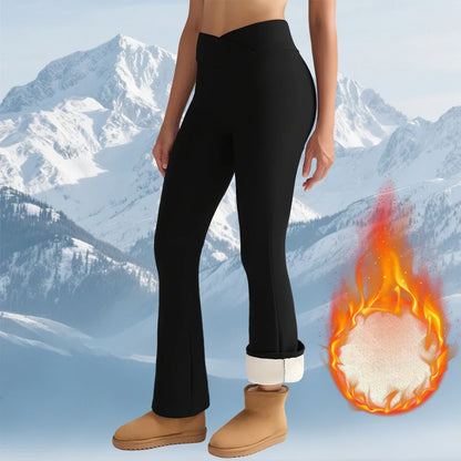 Women’s Fleece Leggings – High-Waisted Thick Flared Thermal Tights, Tummy Control Winter Pants