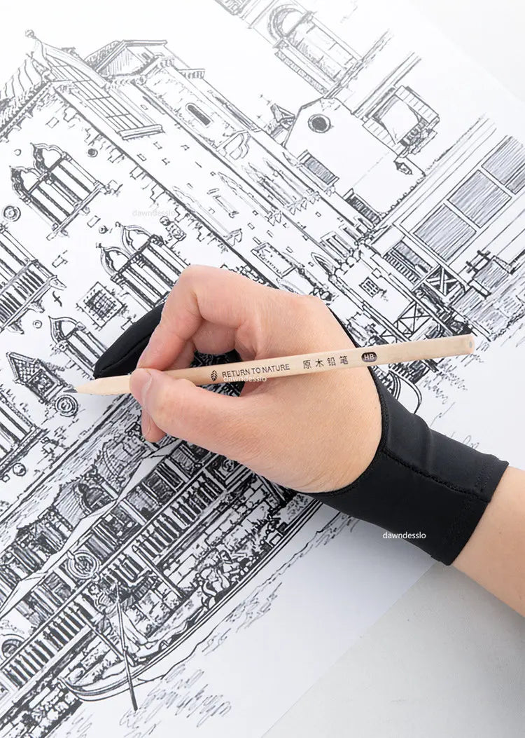 Anti-Touch Two-Finger Hand Gloves for Tablet Drawing & Digital Art - Anti-Fouling, Oil Painting Screen Protection