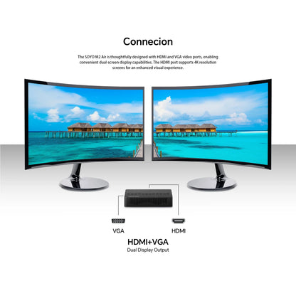 SOYO M2 Air Mini PC — Intel N4000, 6GB RAM, 128GB eMMC, Windows 11 Pro, Compact Desktop for Home, Business & Gaming