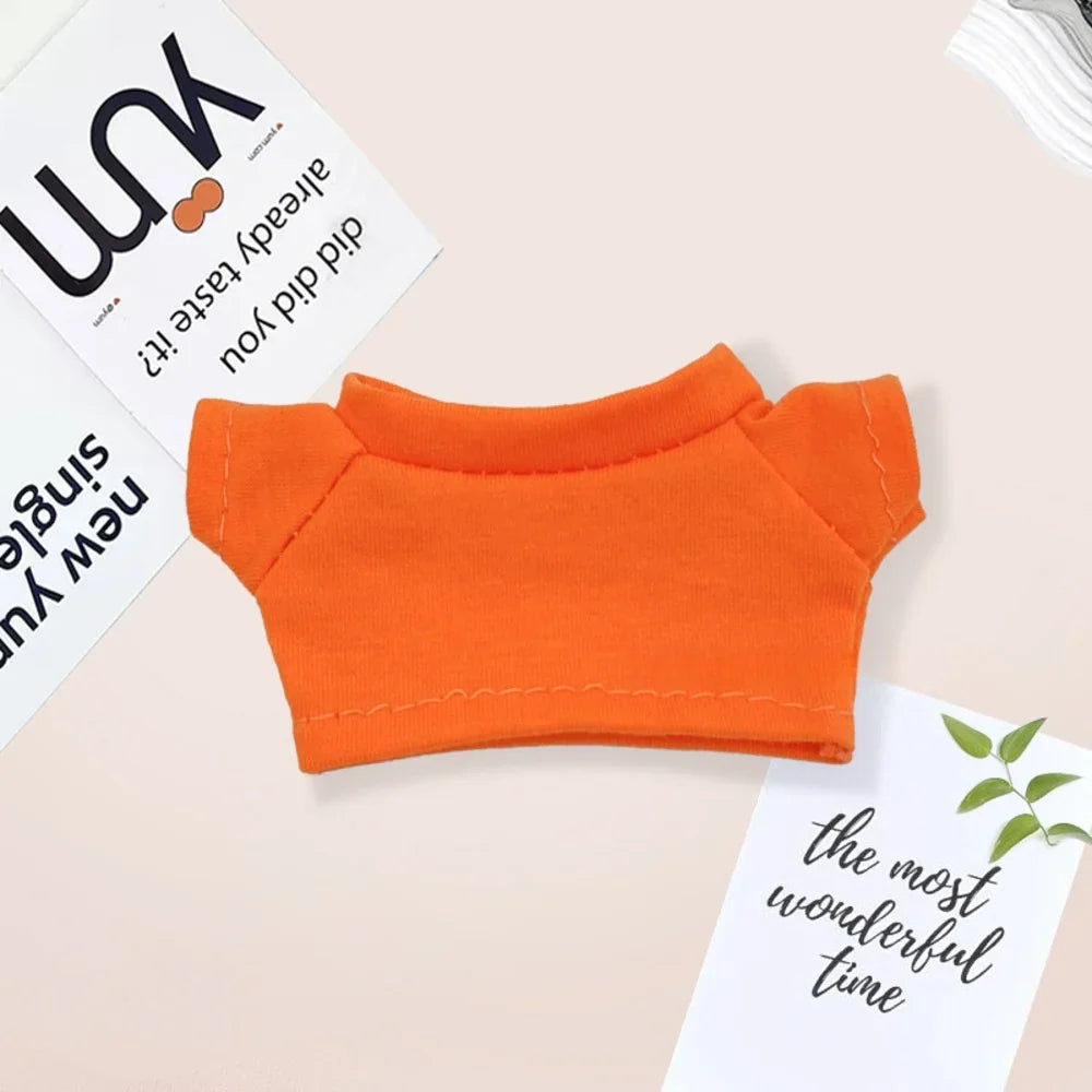 Cotton Short-Sleeve Labubu Doll Clothes – 14-17cm Solid Color T-Shirt Dress-Up Accessories for Plush DIY Toys
