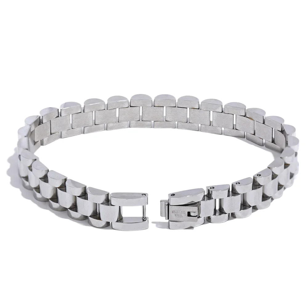 Yhpup Stainless Steel Chain Bracelet – 18K Gold Plated Heavy Metal Texture Waterproof Fashion Jewelry for Men & Women