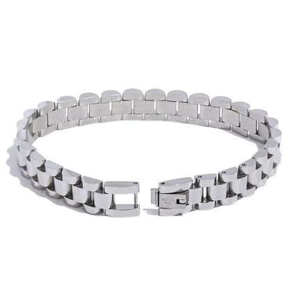Yhpup Stainless Steel Chain Bracelet – 18K Gold Plated Heavy Metal Texture Waterproof Fashion Jewelry for Men & Women