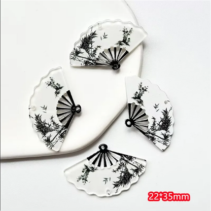 2024 90pcs Cartoon Fan-Shaped Acrylic Beads – Colorful DIY Jewelry, Hair & Clothing Craft Accessories