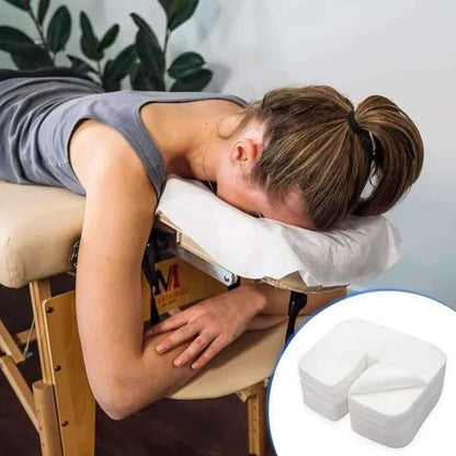 100pcs Disposable Massage Face Cradle & Headrest Covers – Spa Salon Table Sheets