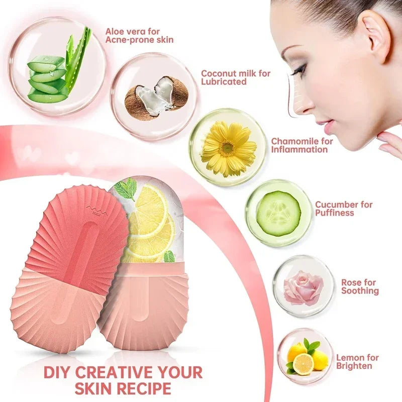 Ice Facial Roller Silicone Mold – Beauty Tool for Eye Puffiness, Pore Minimizing & Skin Massage