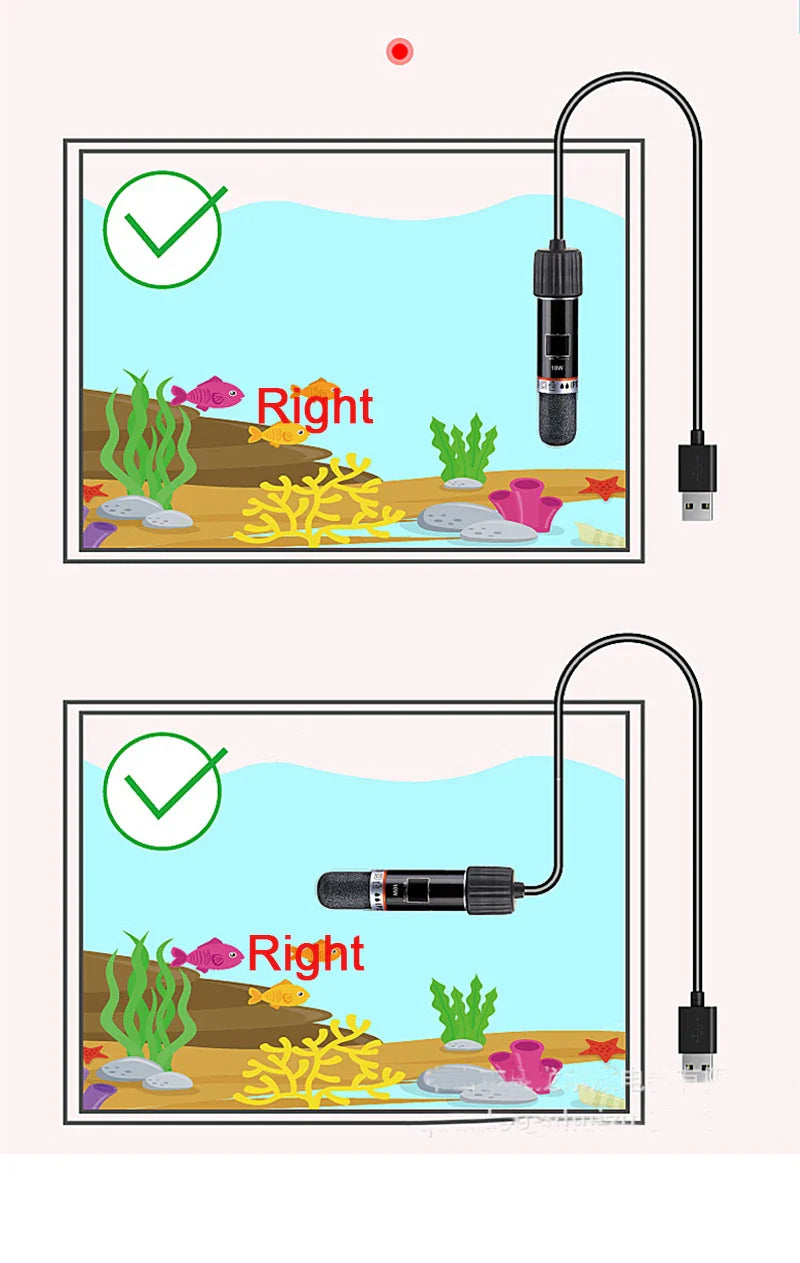 USB Mini Aquarium Heating Rod – 10W Submersible Thermostat Heater for Small Fish Tanks, 26°C Constant Temperature