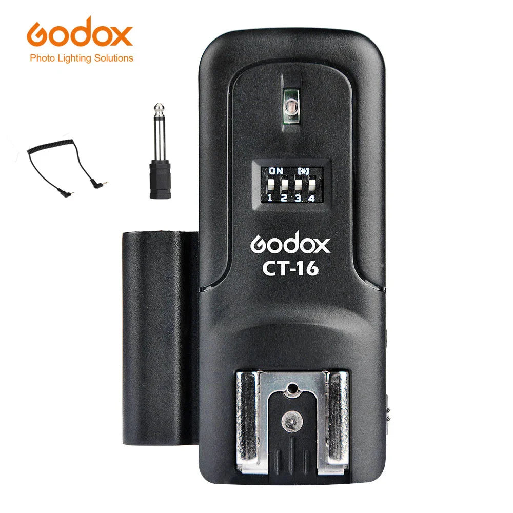 Godox CT-16 Wireless Radio Flash Trigger Set — 16 Channels Transmitter + 2 Receivers for Canon, Nikon, Pentax Speedlite