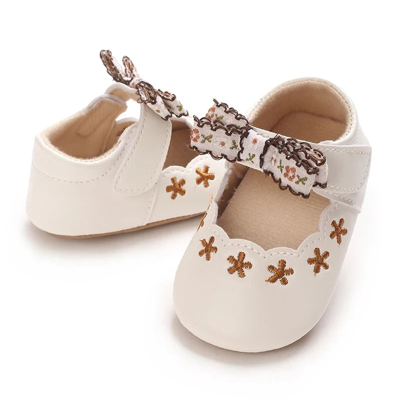 Baby Girl Princess Pre-Walker Shoes - Breathable Flower Bow Soft Sole Casual Sports Footwear 0–1 Year