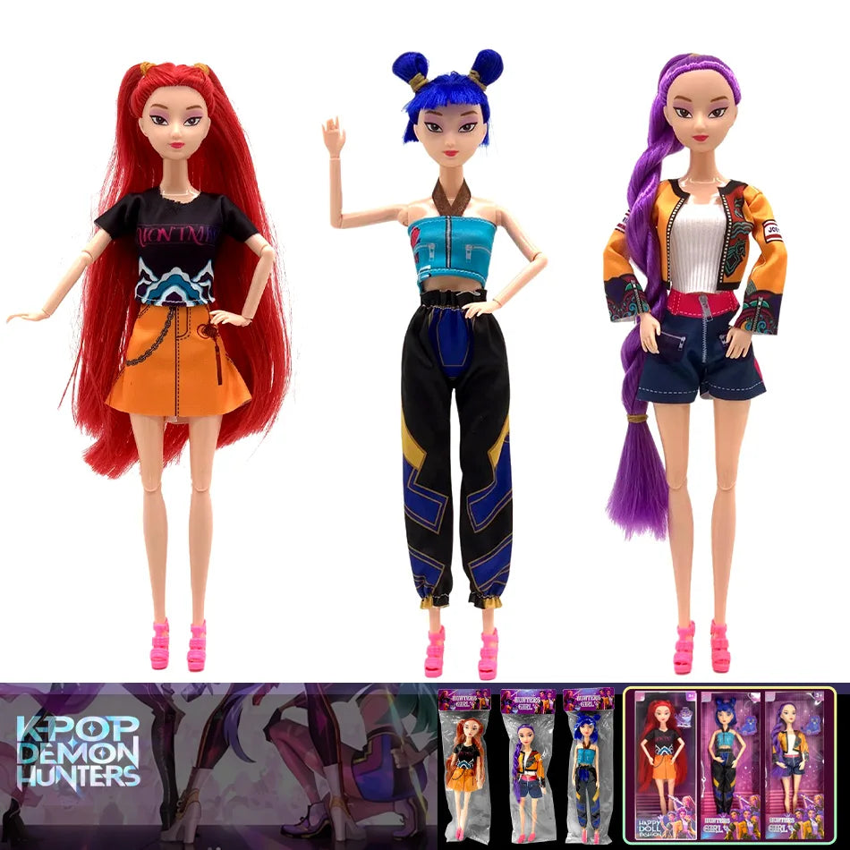 NEW KPop Demon Hunters Doll Toy — Rumi Mira Zoey Action Figure, Princess Baby Girl DIY Plastic Toy for Girls